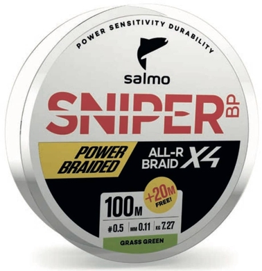 Шнур Salmo Sniper Braid X4 Grass Green 120m, 10kg/0,17mm