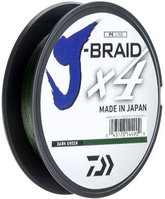 Шнур Daiwa J-Braid X4E 135m Dark Green 5,9kg 0,13mm #1,0, 0,13, 5,9