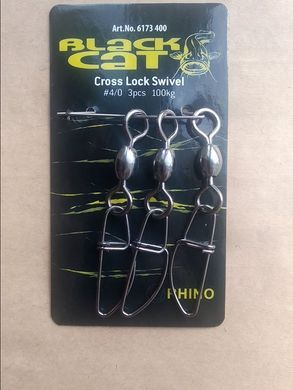 Вертлюжек с застежкой Black Cat Cross Lock 55Kg 5pcs