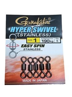 Вертлюг Gamakatsu HYPER SWIVEL #1 190KG 5 шт
