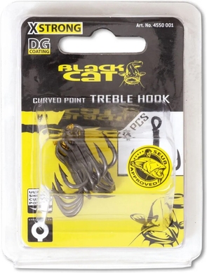 Тройник Black Cat Curved Point Treble Hook №1 DG DG coating 5pcs, 1