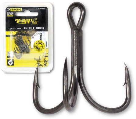 Потрійний гачок Black Cat Curved Point Treble Hook №1 DG DG coating 5pcs, 1